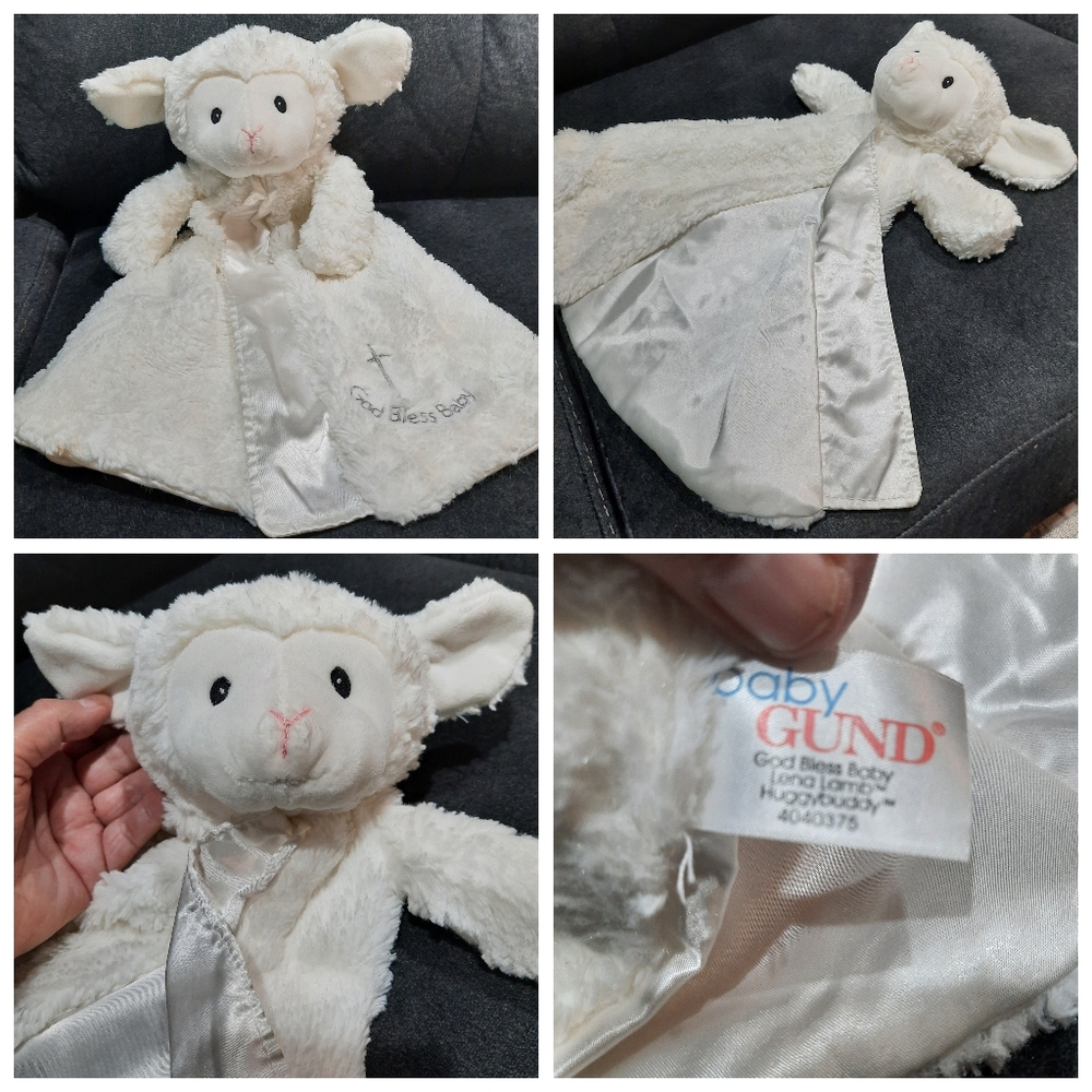 Lena Lamb Lovey white plush blanket Gund bless baby